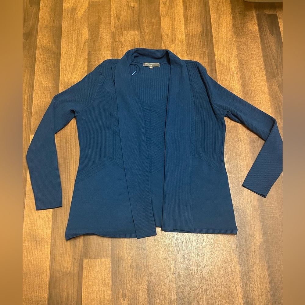 89th & Madison Blue Open Front Cardigan Sweater